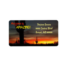 "Arizona ist Phantastisch!" Sunset Sonoran Desert Adressaufkleber