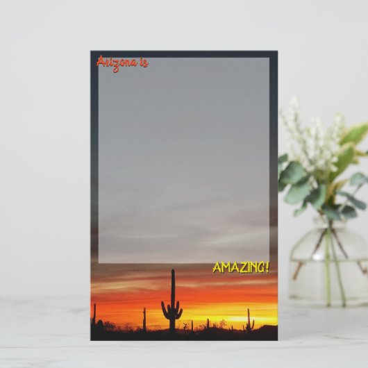 "Arizona ist Phantastisch!" Sunset Sonoran Desert  Briefpapier (Stehend Vorderseite)
