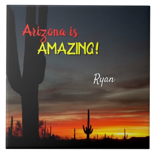 "Arizona ist Phantastisch!" Sunset Sonoran Desert  Fliese (Vorderseite)