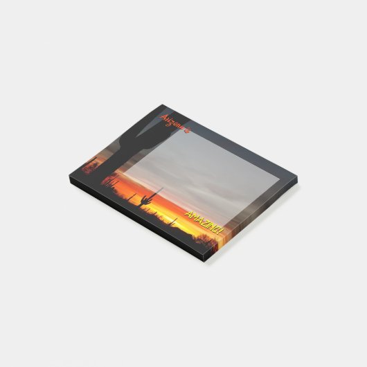 "Arizona ist Phantastisch!" Sunset Sonoran Desert Post-it Klebezettel (angewinkelt)