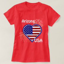 Arizona Juli 4. Feuerwerk Herzenflagge Roter T - S