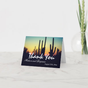 Arizona-Kaktus-Sonnenuntergang-Hochzeit-Dankeskart Dankeskarte