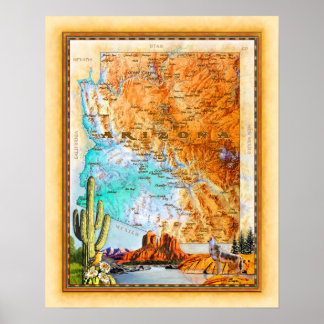 "Arizona Karte" "Arizona Art" Poster
