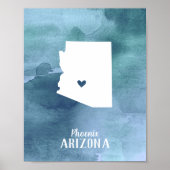 Arizona Karte Blaue Wasserfarbe Personalisierte Ku Poster (Vorne)