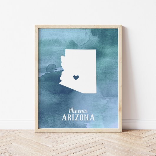 Arizona Karte Blaue Wasserfarbe Personalisierte Ku Poster