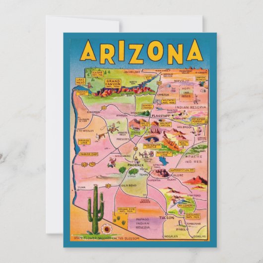 Arizona Karte Flachkarte (Vorderseite)