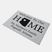 Arizona Karte HerzWillkommen Zuhause Fußmatte (Schrägansicht)