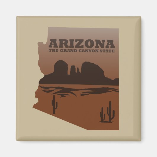 Arizona Karte Landschaft Grand Canyon Magnet (Vorne)