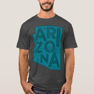 Arizona Karte Typografie Navy T-Shirt