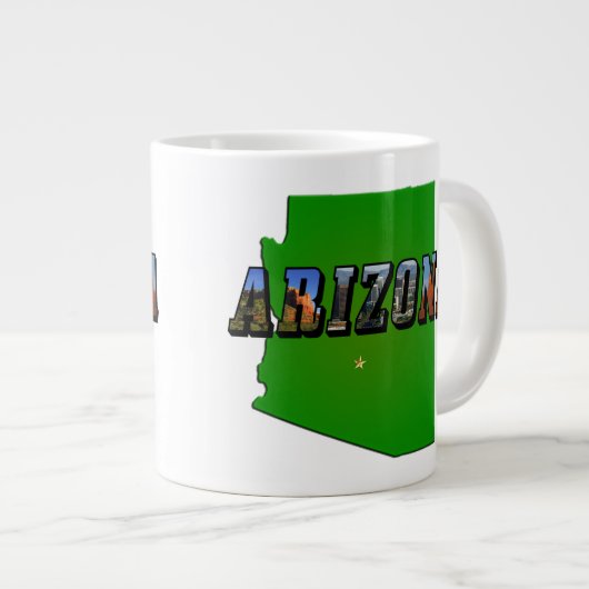Arizona-Karte und Bildtext Jumbo-Tasse (Vorderseite Rechts)
