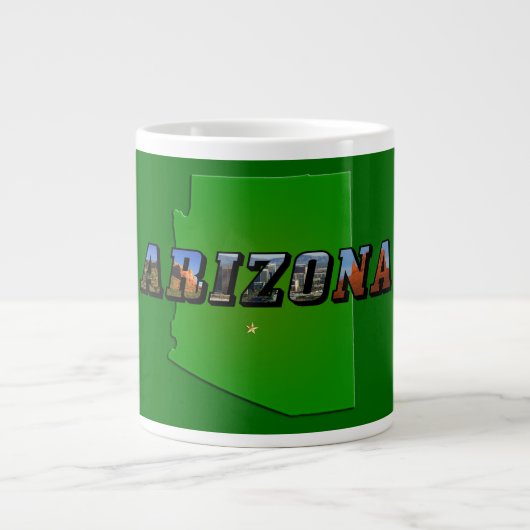 Arizona-Karte und Bildtext Jumbo-Tasse (Vorderseite)