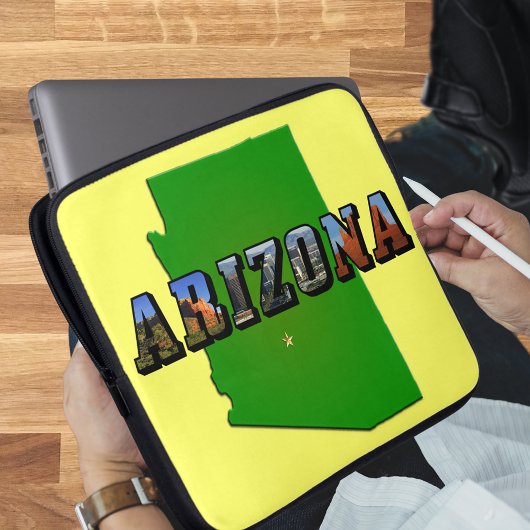 Arizona-Karte und Bildtext Laptopschutzhülle