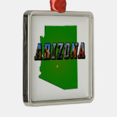 Arizona-Karte und Bildtext Silbernes Ornament (Rechts)