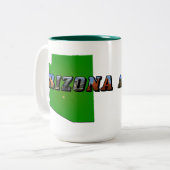 Arizona-Karte und Bildtext Zweifarbige Tasse (Vorderseite Links)