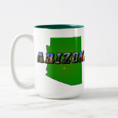 Arizona-Karte und Bildtext Zweifarbige Tasse (Links)