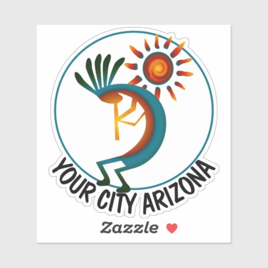 Arizona Kokopelli mit Sun Custom 4" Vinyl Sticker (Blatt)