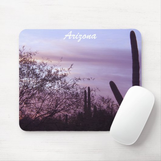Arizona Lila Sunset & Saguaros Mousepad (Mit Mouse)