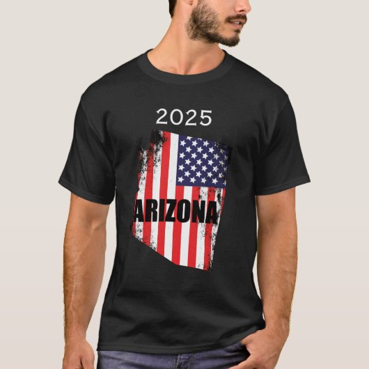 Arizona Map American Flag Freedom 2025 T-Shirt (Vorderseite)