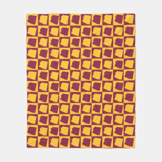 Arizona Maroon and Gold Check Pattern Fleecedecke (Vorderseite)