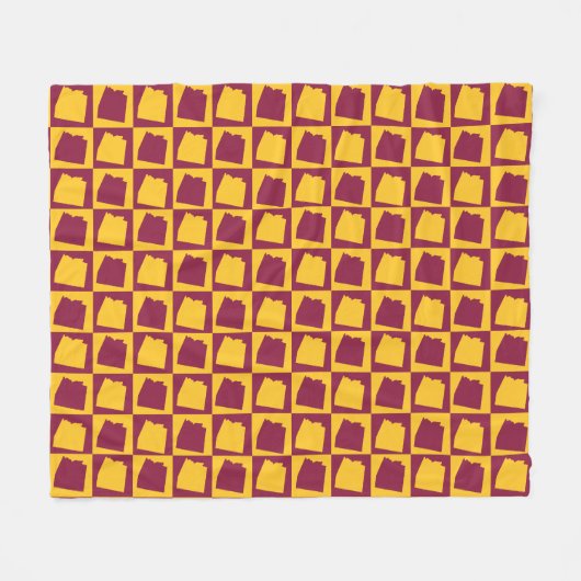 Arizona Maroon and Gold Check Pattern Fleecedecke (Vorderseite (Horizontal))