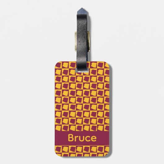 Arizona Maroon and Gold Pattern Personalize Gepäckanhänger (Rückseite vertikal)