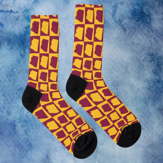 Arizona Maroon und Gold Gittermuster Socken