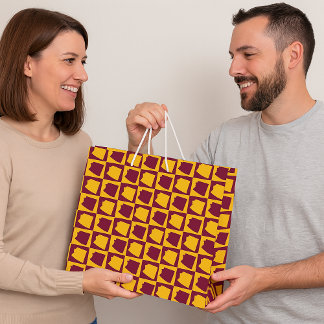 Arizona Maroon und Gold Karomuster Große Geschenktüte