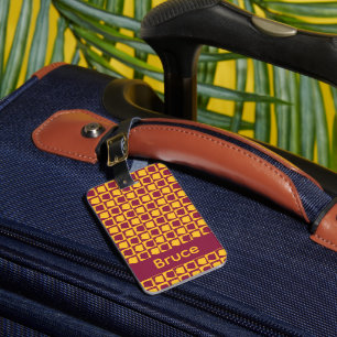 Arizona Maroon und Gold Muster Personalisieren Gepäckanhänger