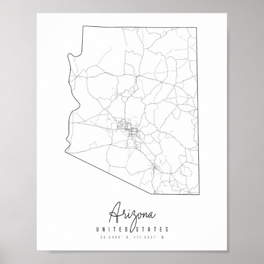 Arizona Minimal Street Map Poster (Vorne)