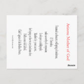 Arizona Mutter Gottes Gebetskarte Postkarte (Rückseite)