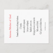 Arizona Mutter Gottes Gebetskarte Postkarte (Rückseite)