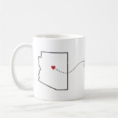 Arizona nach North Carolina - Heart2Heart Coffee T Kaffeetasse (Links)
