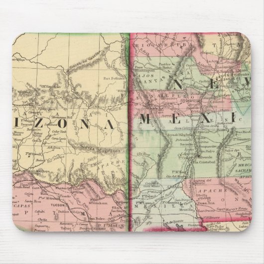 Arizona, New Mexico Map von Mitchell Mousepad (Vorne)