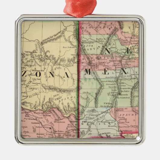 Arizona, New Mexico Map von Mitchell Ornament Aus Metall (Vorne)
