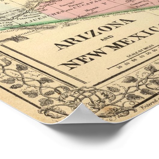 Arizona, New Mexico Map von Mitchell Poster (Ecke)