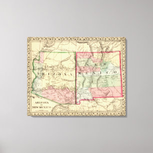 Arizona, New Mexiko-Karte durch Mitchell Leinwanddruck