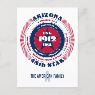 Arizona, Phoenix, AZ, Patriotik, Monogramm Postkarte