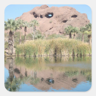 Arizona Phoenix Sehenswürdigkeit Südwestwasserrote Quadratischer Aufkleber