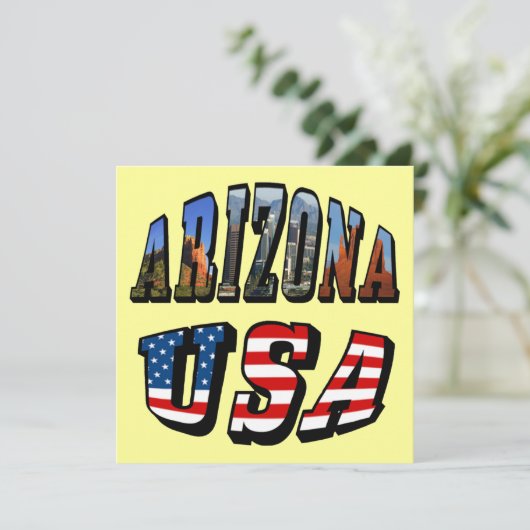 Arizona Picture und USA Flag Text Einladung (Stehend Vorderseite)