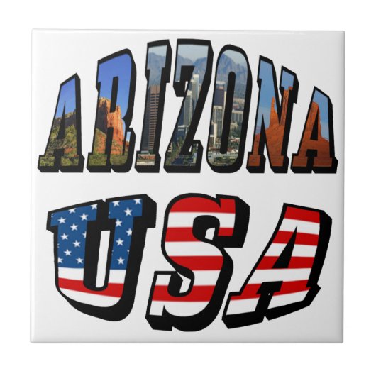 Arizona Picture und USA Flag Text Fliese (Vorderseite)