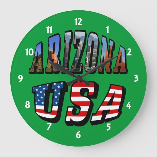 Arizona Picture und USA Flag Text Große Wanduhr (Vorderseite)