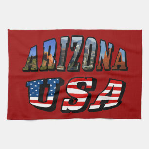 Arizona Picture und USA Flag Text Handtuch
