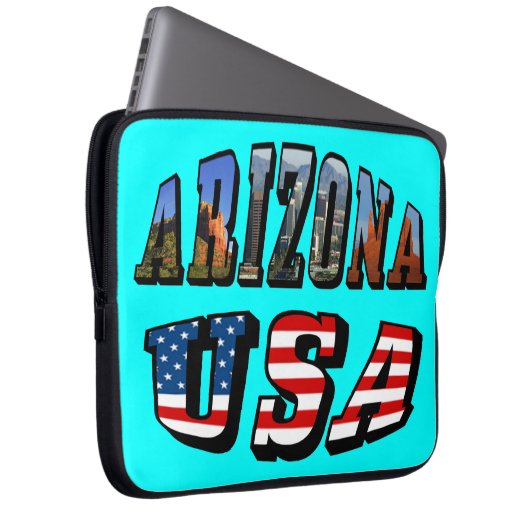 Arizona Picture und USA Flag Text Laptopschutzhülle (Vorne Rechts)