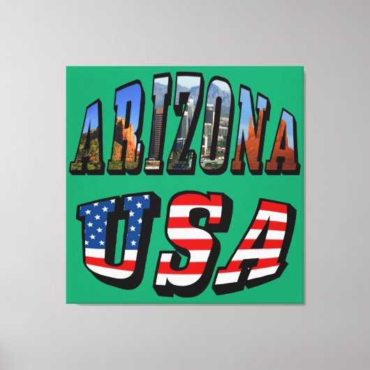 Arizona Picture und USA Flag Text Leinwanddruck (Vorderseite)