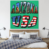 Arizona Picture und USA Flag Text Leinwanddruck (Insitu (Schlafzimmer))