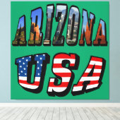 Arizona Picture und USA Flag Text Leinwanddruck (Insitu (Holzboden))