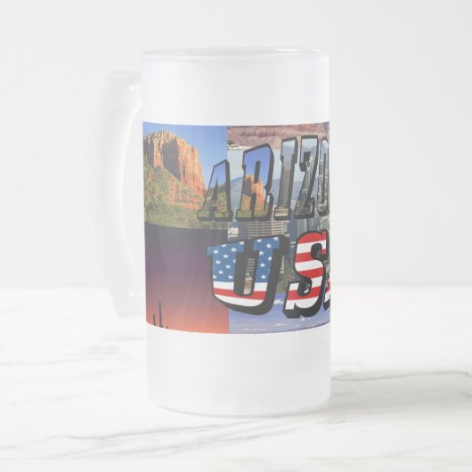 Arizona Picture und USA Flag Text Mattglas Bierglas (Vorderseite Links)