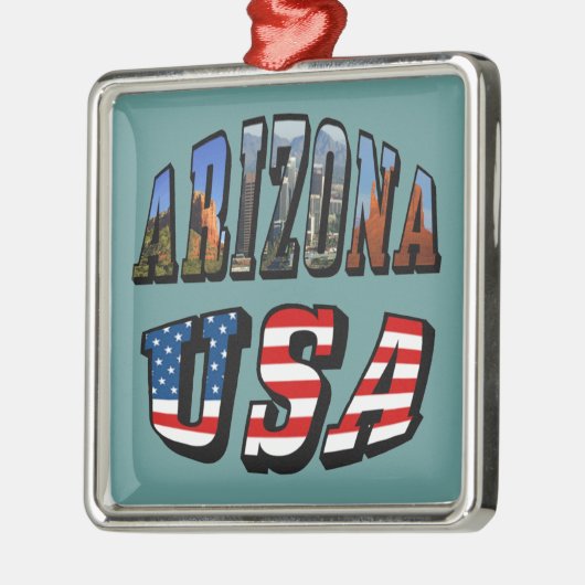 Arizona Picture und USA Flag Text Silbernes Ornament (Links)