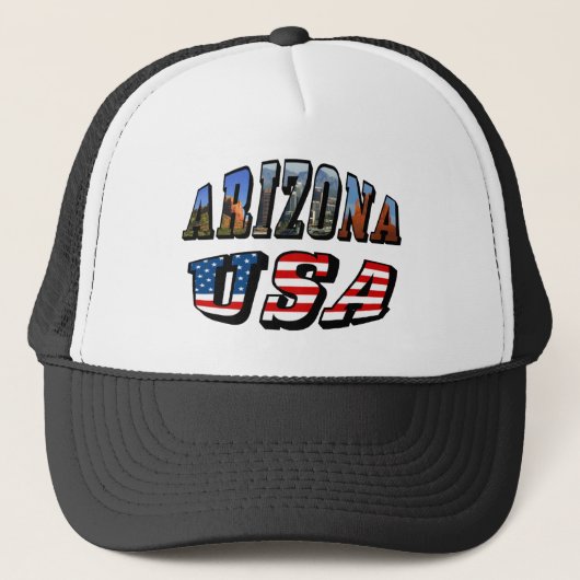 Arizona Picture und USA Flag Text Truckerkappe (Vorderseite)