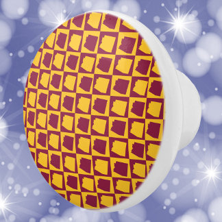 Arizona Pop Art Checker Marone und Gold Keramikknauf
